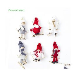 Party Decoration 6Pcs Creative Xmas Hanging Doll With Sled Christmas Tree Decorations Children Toys Pendant Gifts Home Decorations1 Dhuq8