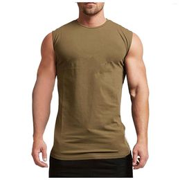 Men's Tank Tops Gym Top Man Selling O-neck Sleeveless Regular Solid Colour Quick Drying Running Training Vest For Man#3