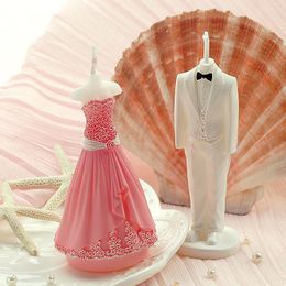 Candle Holders 2pcs/lot Scented Wedding Gift Favours Environmental For Table Decoration In Bride Veil Groom Dress Shape