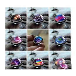 Pendant Necklaces Neba Galaxy Double Sided Rotatable For Wome Men Universe Planet Glass Art Picture Handmade Statement Jewellery In Dr Ot8Ps