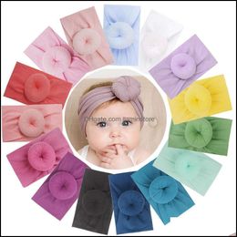 Headbands Baby Turban Head Wrap Stretch Bow Soft Wide Nylon Hairband For Borns Infants Toddlers Drop Delivery Jewellery Hairjewelry Otw6F