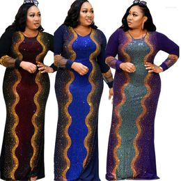 Ethnic Clothing African Dashiki Dress Beading Muslim Abaya Hijab Bandage Length Maxi Bazin Vintage Long Sleeve Robe Gowns Africa Sexy Lady