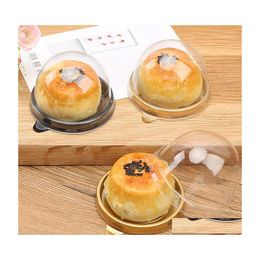 Gift Wrap 50 Pcs Mini Round Moon Cake Container Trays Packaging Box Holder Wedding Party Favour Boxes 50G Mooncake Eggyolk Puff Drop Dh80J