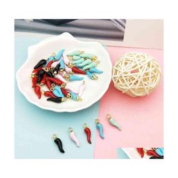 Charms 10Pcs 6X21Mm Chili Alloy Enamel Pendants Vegetable Dangle Fit Diy Earrings Bracelets Hair Jewelry Accessory Fx226 Drop Delive Dhyr0