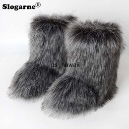 Boots Women's Winter Fluffy Faux Fox Fur Boots Woman Plush Warm Snow Boots Luxury Footwear Girls' Furry Fur Bottes Fashion Winter Shoe 0128V23