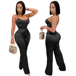 New Designer Spring Jumpsuits Women Clothes Sleeveless Spaggetti Straps Rompers Solid Bandage Pants Beautiful overalls Night Club Wear Overalls Bulk Items 6891