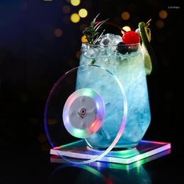 Cups Saucers Led Cup Holder Mug Stand Light Mat Table Placemat Party Creative Pad Non-slip Transparent Luminous