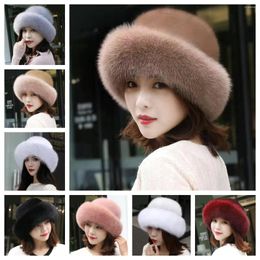 Berets Fashion Women Winter Warm Faux Fur Trimmed Hat Russian Style Windproof Caps