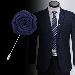 Brooches Suit Brooch Pins Men Women Wedding Handmade Ribbon Rose Flower Lapel Pin Button Stick