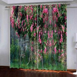 Curtain Custom Any Size Po Pink Rose Curtains Window Blackout Luxury 3D Set For Bed Room Living Office El