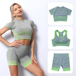 Active Sets Seamless Sports Set 2/3Pcs Yoga Suits Fitness Sportswear Athletic Bra Panty High Waist Workout Clothes Shorts Outfit