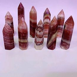 Decorative Figurines Objects & 5-8cm Natural Crystal Rhodochrosite Quartz Point Healing Stone Hexagonal Prisms Pork Obelisk Wand Treatment