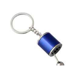 Key Rings Fashion Creative Car 6 Speed Gear Head Blower Manual Transmission Lever Refitting Metal Pendant Keychains Drop Delivery Jew Otosh