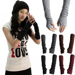 Knee Pads 1 Pair Women Stretch Soft Arm Warmer Long Sleeve Fingerless Gloves Winter Wrist Hand Knitted Mitten