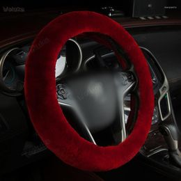 Steering Wheel Covers Real Wool Cover Autumn And Winter Special Car Handle Short Sheep Shearing Plush Direction Set CD50 Q02