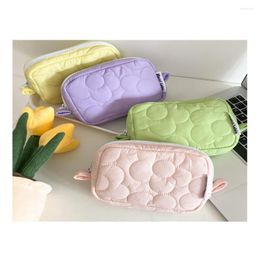 Storage Bags Ins Zipper Polyester Quilting Embroidery Makeup Student Pen Bag Handbag Cosmetic Zero Wallet