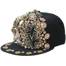 Ball Caps Five Star Handmade Button Sewing Personalized Baseball Cap Hip Hop Sports Outdoor Dance Show Team Young StyleBall