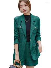 Women's Two Piece Pants Autumn Winter Casual Skirt Suit Women Female Green Apricot Black Set For Office Ladies Formal Business Work Wear