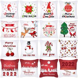 Pillow Nordic Style Christmas Cover Peach Skin Fabric Cartoon SantaClaus Office Sofas Home Decor