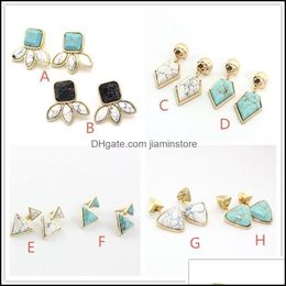 Dangle Chandelier 8Styles Gold Colour Triangle White Green Turquoise Marble Natural Stone Earrings Jewellery For Women Drop Delivery Otjlj