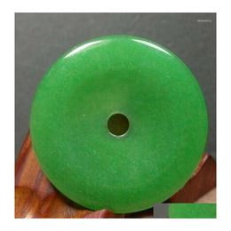 Pendant Necklaces Certificate Chinese Green Quartzite Jade Big Circle Donut Amet 35X35Mm Drop Delivery Jewelry Pendants Dhu1E