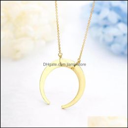 Pendant Necklaces Statement Horn Crescent Moon Long Chain Necklace For Women Simple Jewellery Birthday Gift Kolye Bayan Necklaces219K2 Otkrn