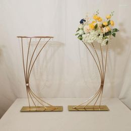 Party Decoration 5 PCS Shiny Gold Flowers Stand 84CM/ 33" Tall Metal Road Lead Wedding Centerpiece For Event Display
