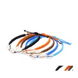 Charm Bracelets Summer Shell Bracelet Bohemian Friendship String Anklets For Men Women Wave Braided Rope Bangle Foot Anklet Jewelry Dhrr7