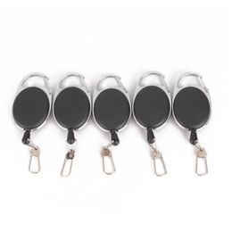 Keychains High Strength Steel Wire Pull Keyring Tag Card Holder Recoil Belt Metal Badge Retractable Reel ID Holders