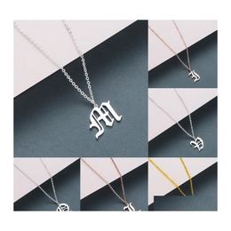 Pendant Necklaces Fashion Stainless Steel Necklace For Women And Men Az 26 Old English Letters Creative Initial Drop Delivery Jewelr Dhay4