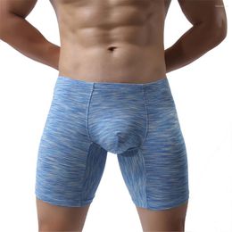 Underpants Men's Boxer Briefs Long Leg Underwear Low Rise Trunks With Bulge Pouch Sleep Bottoms Breathable Short Sport Beachwear