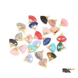 Arts And Crafts Natural Stone Sector Rose Quartz Lapis Lazi Turquoise Pendant Charms Diy For Druzy Bracelet Necklace Earrings Jewelr Dhrcs