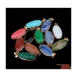 Arts And Crafts Natural Stone Water Drop Rose Quartz Turquoise Tigers Eye Opal Agate Pendant Charms Diy For Druzy Bracelet Necklace Dh93G