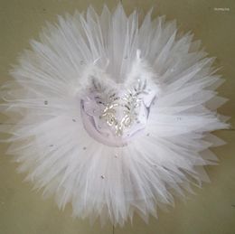 Stage Wear White Sequins Swan Costume Ballet Dress Girls Costumes Kids Ballerina Tutu Gymnastic Leotard Dancing Performance