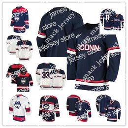 College Hockey Wears NCAA UCONN Huskies Hockey Jersey Matt Scherer Sean Erickson Alex Gerke Matt Grogan Brant Harris Scott Tomes Brad Smith