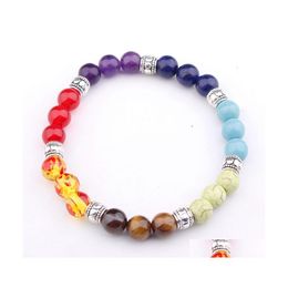 Charm Bracelets Natural Stone Bracelet Crystal Healing Yoga Beads Bangle Women Men Jewellery 7 Chakra Colorf Beaded Adjustable G117S D Dhlzp