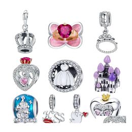 Charms Pseira 925 Sterling Sier Princess Crown Dress Castle Fit Bisaer Original Bracelets Jewelry Accessories Making Drop Delivery F Dhqs6