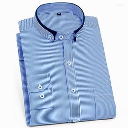 Men's Dress Shirts Business Men's Striped Long Sleeve Shirt Non-Iron Regular Fit Double Collar Formal Fashion Smart Casual For Men