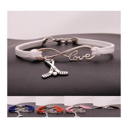 Charm Bracelets Hockey Sports Bracelet Vintage Infinity Love Veet Rope Wrap Lobster Bangle Wristband For Women Men S Fashion Jewelry Ott8W