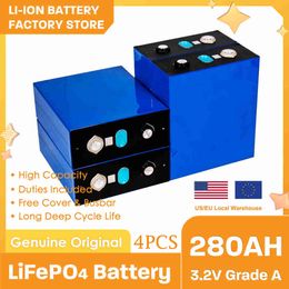 Grade A 3.2V 280Ah LiFePO4 Battery DIY 12V 24V 48V Rechargeable Batteries for RV Boat Golf Cart Solar Storage System With Busbar