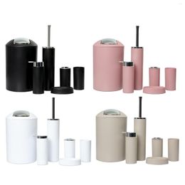 Bath Accessory Set 6PCS Bathroom Accessories - Tumbler Toothbrush Holder Lotion Dispenser Soap Dish Trash Can Toilet Brush