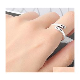 Cluster Rings Real 925 Sterling Sier For Women Vintage Faith Cross Letters Round Engagement Jewellery Anillos Mujer 1466 Q2 Drop Delive Dhthc