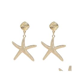 Dangle Chandelier Fashion 2021 Big Exaggerated Shiny Star Drop Earrings For Women Summer Sea Starfish Metal Statement Gift 140C3 D Dhhtz