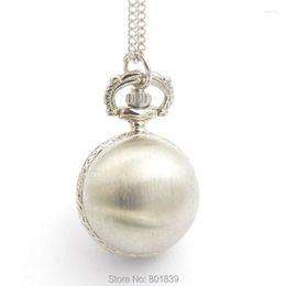 Pocket Watches Luxury Silver Tone Case Ball Design Quartz Womens Ladies Girls Necklace Watch Nice Xmas Gift Wholesale Price H029