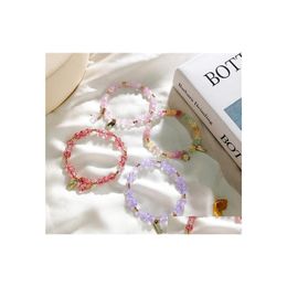 Beaded Strands Fashion Crystal Braceles For Women Handmade English Letter Metal Sheet Tassel Beads Bracelet String Party Jewellery Dr Dhmhs