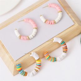 Hoop Earrings Trendy Handmade Colorful Soft Clay C Shape For Women Girls Korean Jewelry Accessories Fashion Cute Earring