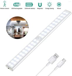 30cm 40LED Under Cabinet Wardrobe Light Motion Sensor Closet Lights Wireless Rechargeable Cupboard Magnetic Night Lighting