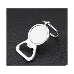 Keychains Lanyards 10 Pcs/Lot Beer Bottle Opener Keychain Diy For 25Mm Glass Cabochon Keyrings Alloy Engravable Kitchen Tools Men Dhkum