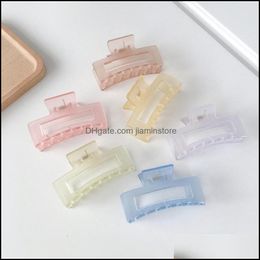 Clamps Korean Transparent Square Mist Hollow Out Candy Color Ponytail Hairpins Girls Women Wash Scrunchies Resin Hair Clips Jewelr22 Otwtq