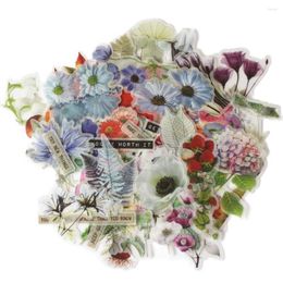 Gift Wrap 58pcs Hand Account Material Retro Watercolour Plant Bougainvillaea For DIY Scrapbook Cutting Die Decorative Stickers